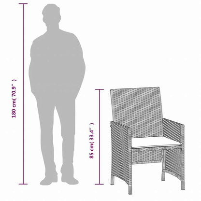 vidaXL ビストロ3点セット クッション付き ポリラタン製 グレー家具 アウトドア家具 屋外家具セット(代引不可)