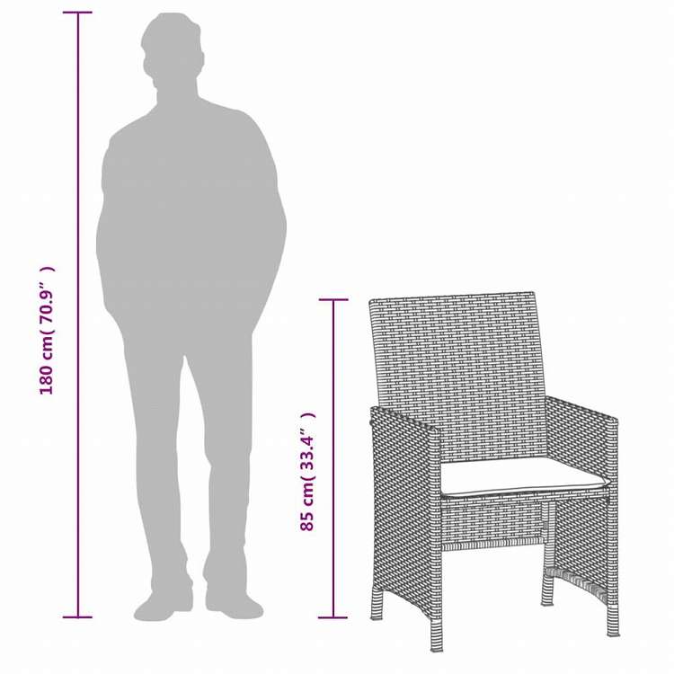 vidaXL ビストロ3点セット クッション付き ポリラタン製 ブラック家具 アウトドア家具 屋外家具セット(代引不可)