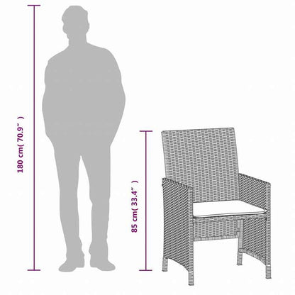 vidaXL ビストロ3点セット クッション付き ポリラタン製 ブラック家具 アウトドア家具 屋外家具セット(代引不可)