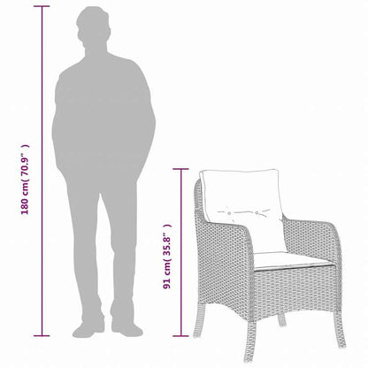 vidaXL ガーデンチェア クッション付き 2点 グレー ポリラタン家具 アウトドア家具 屋外椅子 アウトドアベンチチェア(代引不可)