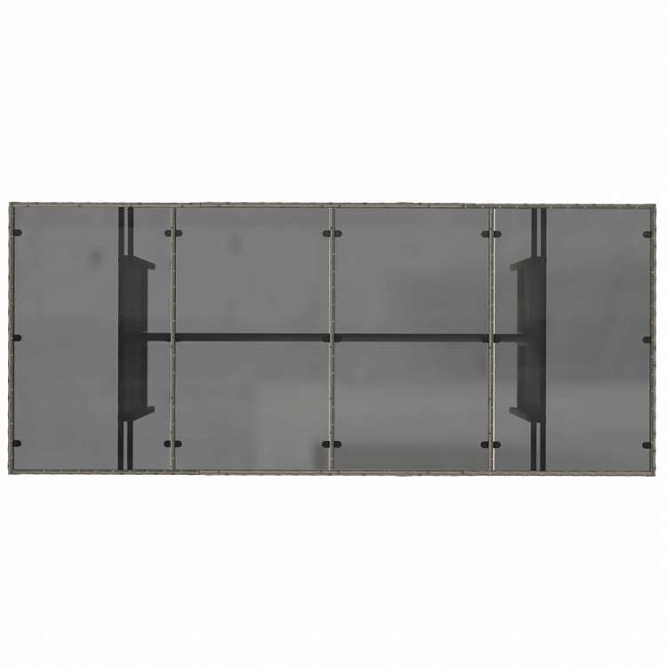 vidaXL ガーデンテーブル ガラス天板付 グレー 190x80x74 cm ポリラタン製家具 アウトドア家具 アウトドアテーブル(代引不可)