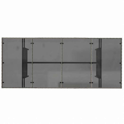 vidaXL ガーデンテーブル ガラス天板付 グレー 190x80x74 cm ポリラタン製家具 アウトドア家具 アウトドアテーブル(代引不可)