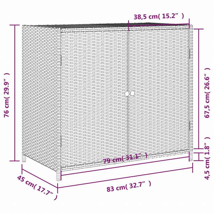 vidaXL 庭用収納キャビネット 83x45x76 cm ポリラタン製 ブラック家具 アウトドア家具 屋外収納ボックス(代引不可)