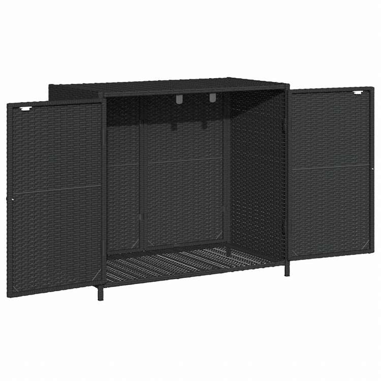 vidaXL 庭用収納キャビネット 83x45x76 cm ポリラタン製 ブラック家具 アウトドア家具 屋外収納ボックス(代引不可)