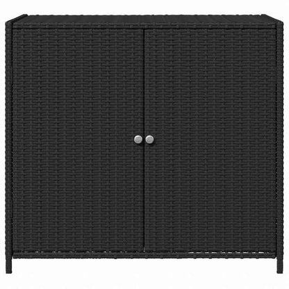 vidaXL 庭用収納キャビネット 83x45x76 cm ポリラタン製 ブラック家具 アウトドア家具 屋外収納ボックス(代引不可)