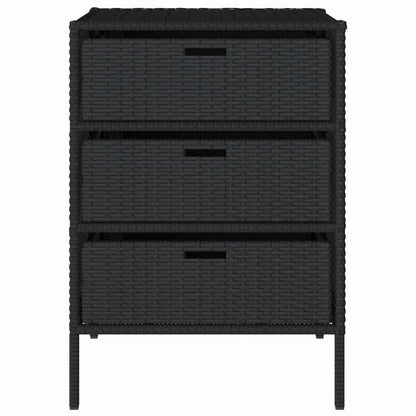 vidaXL ガーデン収納キャビネット 55x59x80 cm ポリラタン製 ブラック家具 アウトドア家具 屋外収納ボックス(代引不可)