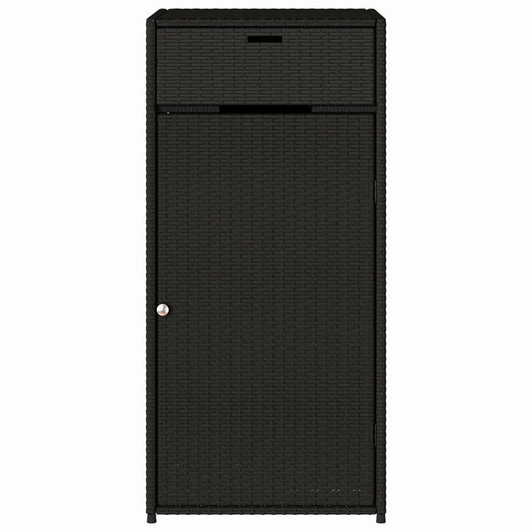 vidaXL ガーデン収納キャビネット 55x55x111 cm ポリラタン製 ブラック家具 アウトドア家具 屋外収納ボックス(代引不可)