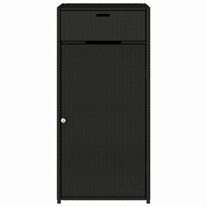 vidaXL ガーデン収納キャビネット 55x55x111 cm ポリラタン製 ブラック家具 アウトドア家具 屋外収納ボックス(代引不可)