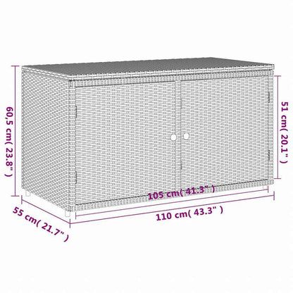 vidaXL ガーデン収納キャビネット 110x55x60.5 cm ポリラタン製 ブラック家具 アウトドア家具 屋外収納ボックス(代引不可)