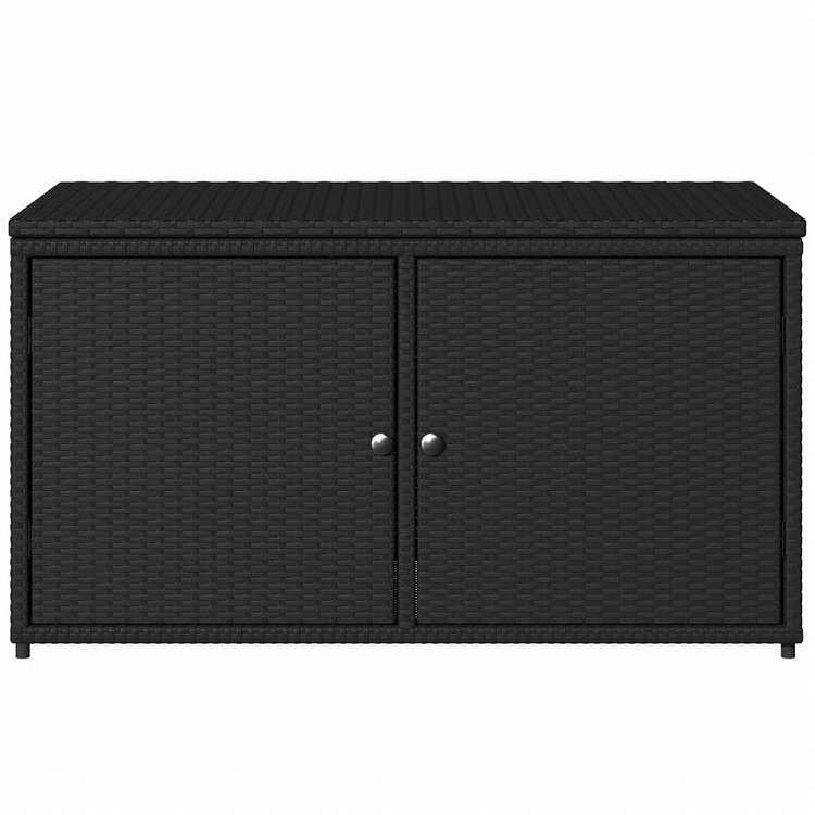 vidaXL ガーデン収納キャビネット 110x55x60.5 cm ポリラタン製 ブラック家具 アウトドア家具 屋外収納ボックス(代引不可)