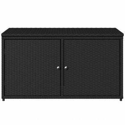 vidaXL ガーデン収納キャビネット 110x55x60.5 cm ポリラタン製 ブラック家具 アウトドア家具 屋外収納ボックス(代引不可)