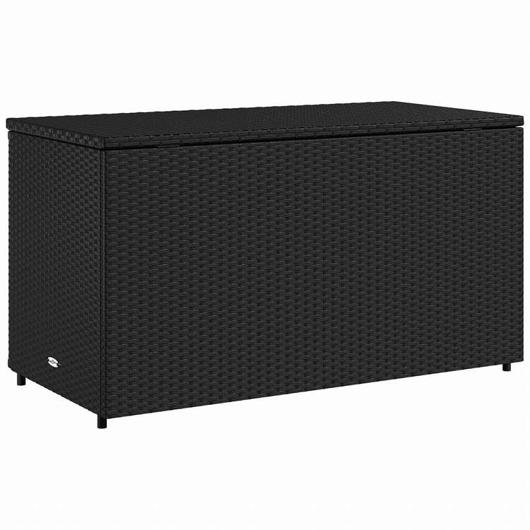 vidaXL ガーデン収納キャビネット 110x55x60.5 cm ポリラタン製 ブラック家具 アウトドア家具 屋外収納ボックス(代引不可)