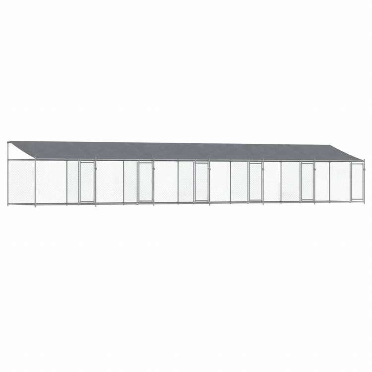 vidaXL 犬用ケージ ルーフ&ドア付き グレー 12x2x2 m 亜鉛メッキ鋼動物&ペット用品 ペット用品 犬用品 犬小屋・ドッグラン(代引不可)