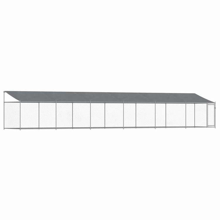 vidaXL 犬用ケージ ルーフ&ドア付き グレー 12x2x2 m 亜鉛メッキ鋼動物&ペット用品 ペット用品 犬用品 犬小屋・ドッグラン(代引不可)