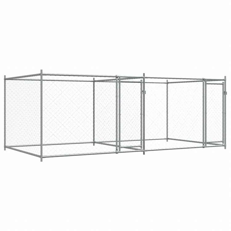 犬 ケージ vidaXL 犬用ケージ ドア付き グレー 4x2x1.5 m 亜鉛メッキ鋼動物