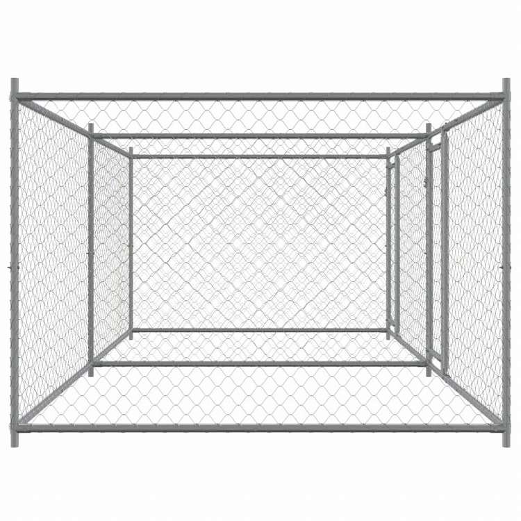 vidaXL 犬用ケージ ドア付き グレー 4x2x1.5 m 亜鉛メッキ鋼動物