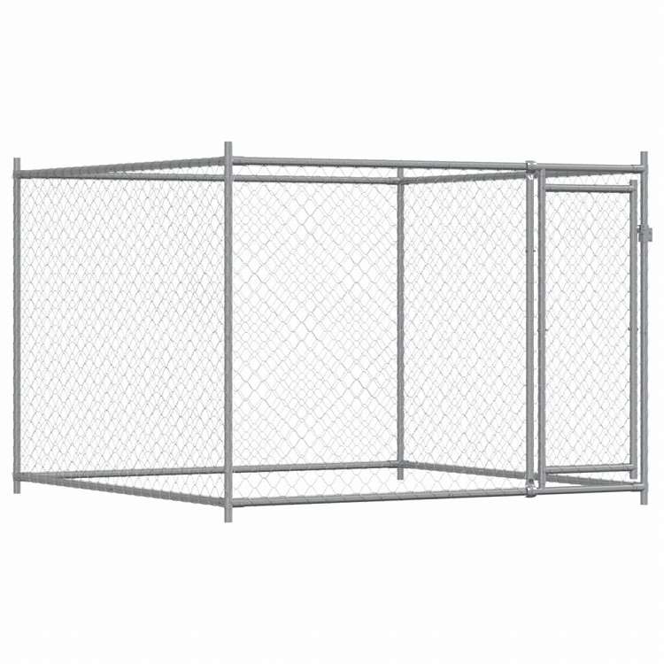 vidaXL 犬用ケージ ドア付き グレー 4x2x1.5 m 亜鉛メッキ鋼動物