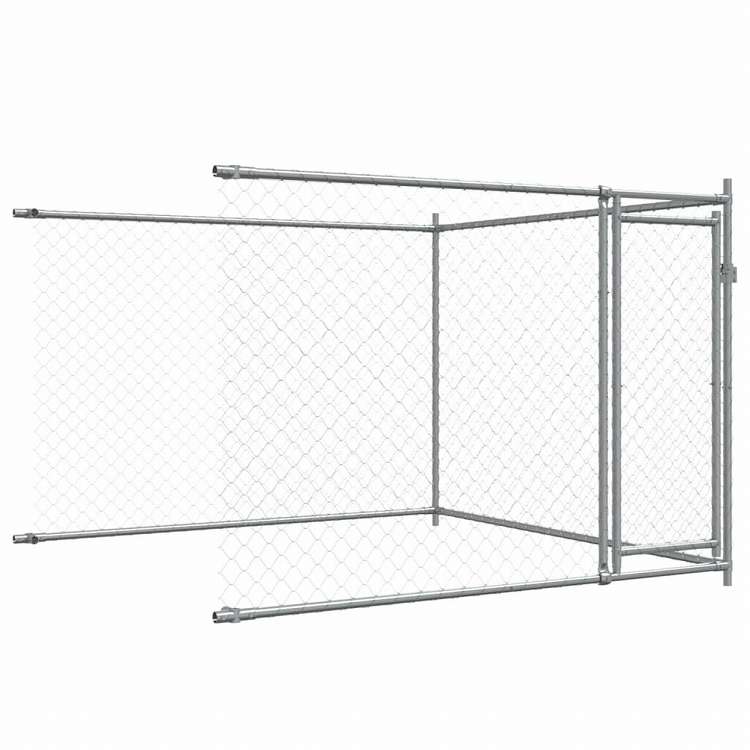 vidaXL 犬用ケージ ドア付き グレー 4x2x1.5 m 亜鉛メッキ鋼動物