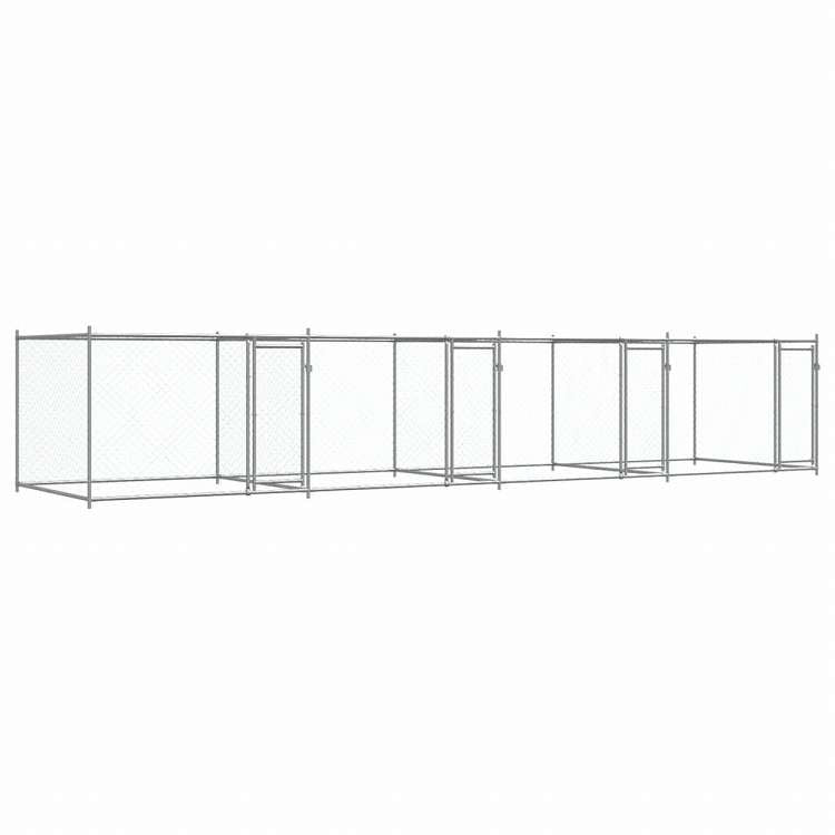 vidaXL 犬用ケージ ドア付き グレー 8x2x1.5 m 亜鉛メッキ鋼動物&ペット用品 ペット用品 犬用品 犬小屋・ドッグラン(代引不可)