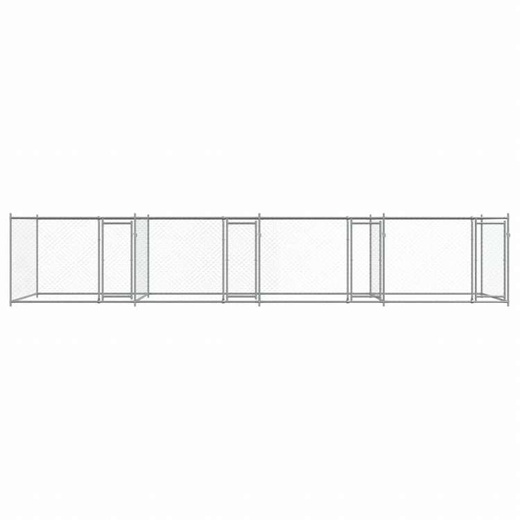 vidaXL 犬用ケージ ドア付き グレー 8x2x1.5 m 亜鉛メッキ鋼動物&ペット用品 ペット用品 犬用品 犬小屋・ドッグラン(代引不可)