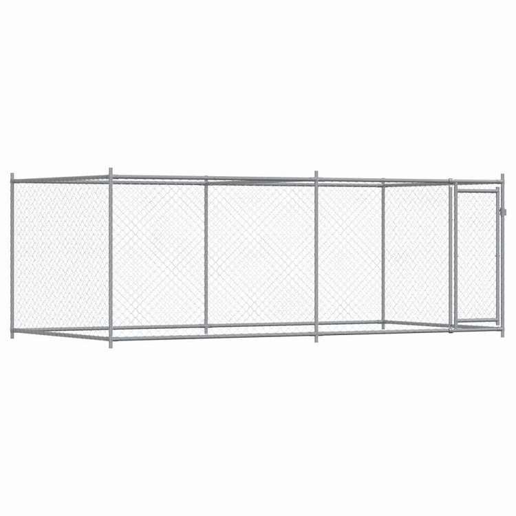 vidaXL 犬用ケージ ドア付き グレー 4x2x1.5 m 亜鉛メッキ鋼動物&ペット用品 ペット用品 犬用品 犬小屋・ドッグラン(代引不可)