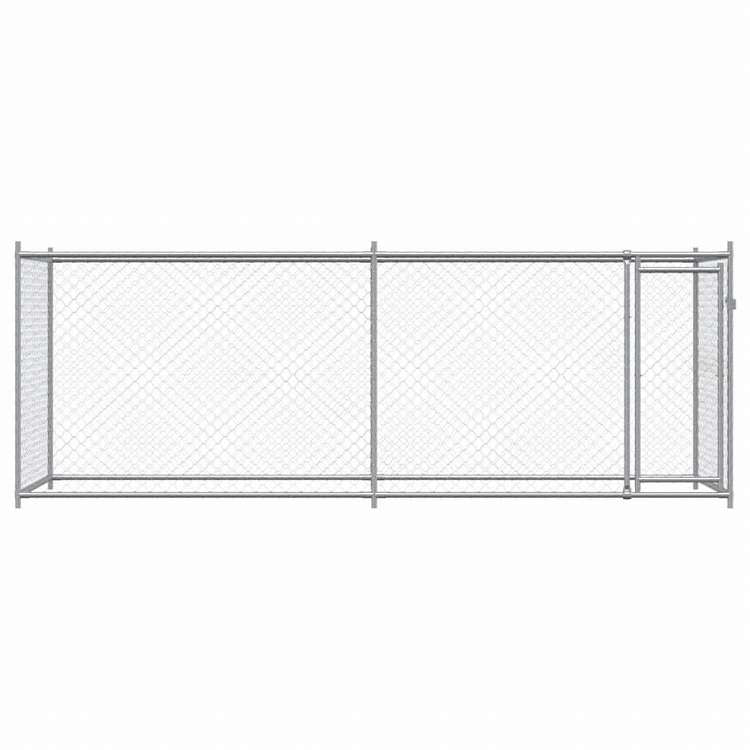 vidaXL 犬用ケージ ドア付き グレー 4x2x1.5 m 亜鉛メッキ鋼動物&ペット用品 ペット用品 犬用品 犬小屋・ドッグラン(代引不可)