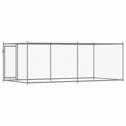 vidaXL 犬用ケージ ドア付き グレー 4x2x1.5 m 亜鉛メッキ鋼動物&ペット用品 ペット用品 犬用品 犬小屋・ドッグラン(代引不可)