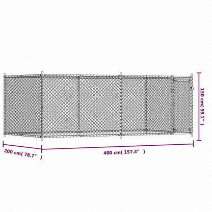 vidaXL 犬用ケージ ドア付き グレー 4x2x1.5 m 亜鉛メッキ鋼動物&ペット用品 ペット用品 犬用品 犬小屋・ドッグラン(代引不可)