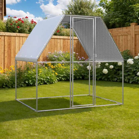 vidaXL 鶏小屋 シルバー&グレー 2x2x2 m 亜鉛メッキ鋼動物&ペット用品 ペット用品 小動物用品 小動物 飼育・ケージ(代引不可)