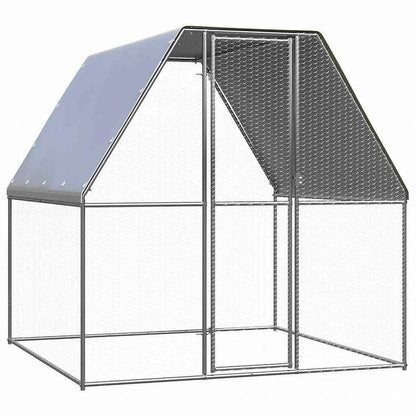 vidaXL 鶏小屋 シルバー&グレー 2x2x2 m 亜鉛メッキ鋼動物&ペット用品 ペット用品 小動物用品 小動物 飼育・ケージ(代引不可)