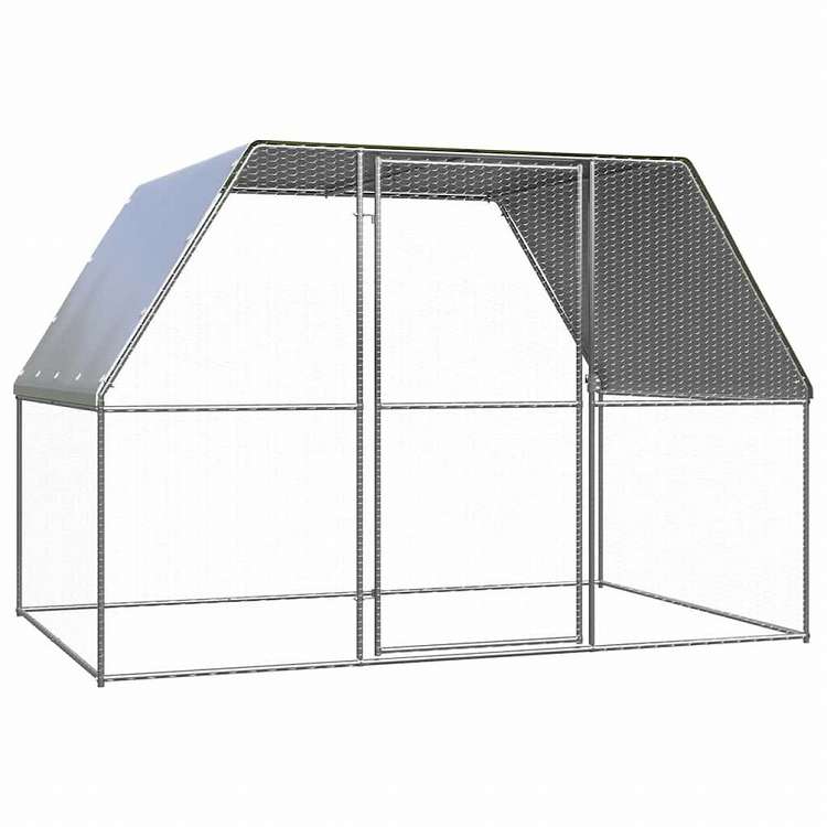 vidaXL 鶏小屋 シルバー&グレー 3x2x2 m 亜鉛メッキ鋼動物&ペット用品 ペット用品 小動物用品 小動物 飼育・ケージ(代引不可)