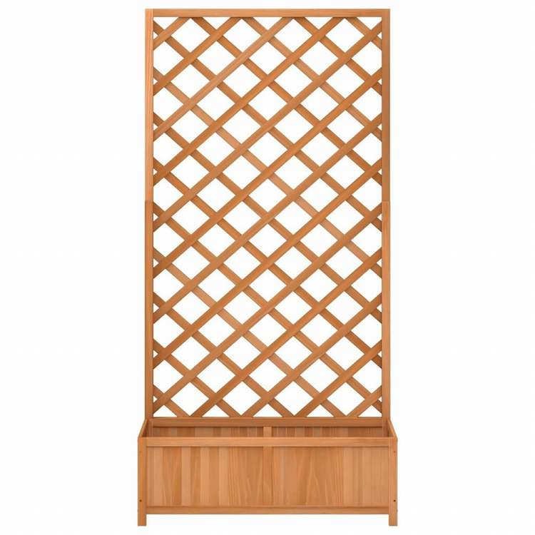 vidaXL プランター トレリス付き ブラウン モミ無垢材ホーム&ガーデン 芝&ガーデン ガーデニング 鉢植え・プランター(代引不可)