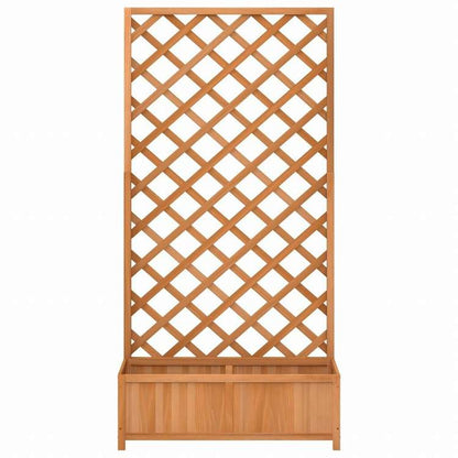 vidaXL プランター トレリス付き ブラウン モミ無垢材ホーム&ガーデン 芝&ガーデン ガーデニング 鉢植え・プランター(代引不可)
