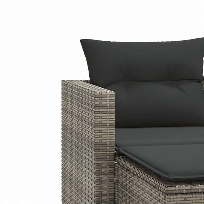 vidaXL 2人掛けガーデンソファ スツール付き グレー ポリラタン家具 アウトドア家具 屋外椅子 屋外ソファ(代引不可)