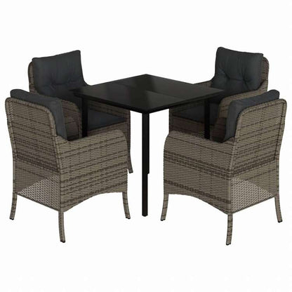 vidaXL ガーデンダイニング5点セット クッション付き グレー ポリラタン製家具 アウトドア家具 屋外家具セット(代引不可)