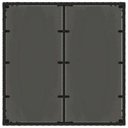 vidaXL ガーデンテーブル ガラストップ付き 90x90x75 cm ポリラタン製 ブラック家具 アウトドア家具 アウトドアテーブル(代引不可)