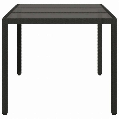 vidaXL ガーデンテーブル ガラストップ付き 150x90x75 cm ポリラタン製 ブラック家具 アウトドア家具 アウトドアテーブル(代引不可)