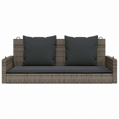 vidaXL スイングベンチ クッション付き グレー 119x56x48 cm ポリラタン家具 アウトドア家具 屋外椅子 アウトドアベンチ(代引不可)