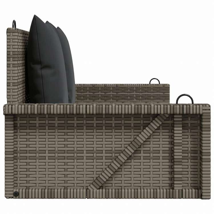 vidaXL スイングベンチ クッション付き グレー 119x56x48 cm ポリラタン家具 アウトドア家具 屋外椅子 アウトドアベンチ(代引不可)