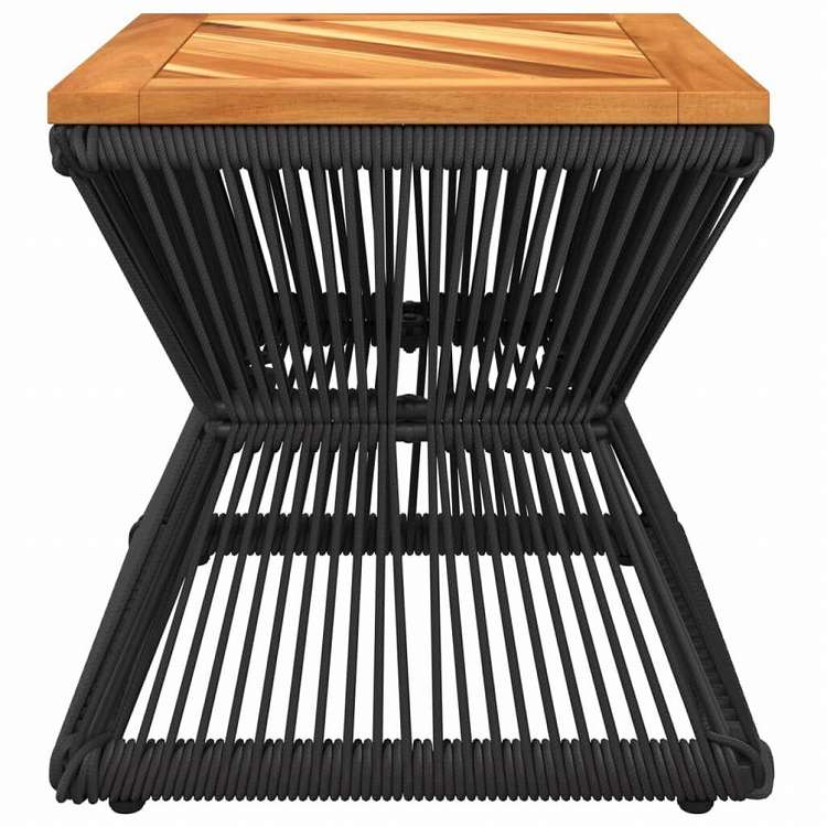 vidaXL コーヒーテーブル ワイヤーベース付き ブラック 38x38x38cm アカシア無垢材家具 アウトドア家具 アウトドアテーブル(代引不可)