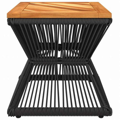 vidaXL コーヒーテーブル ワイヤーベース付き ブラック 38x38x38cm アカシア無垢材家具 アウトドア家具 アウトドアテーブル(代引不可)