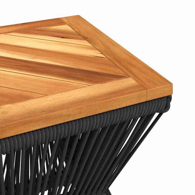 vidaXL コーヒーテーブル ワイヤーベース付き ブラック 38x38x38cm アカシア無垢材家具 アウトドア家具 アウトドアテーブル(代引不可)