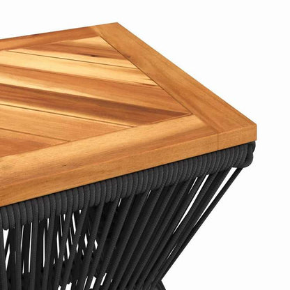 vidaXL コーヒーテーブル ワイヤーベース付き ブラック 38x38x38cm アカシア無垢材家具 アウトドア家具 アウトドアテーブル(代引不可)