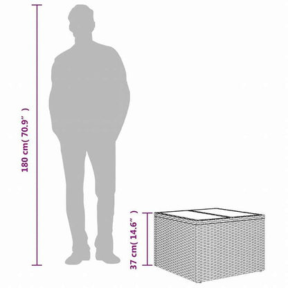 vidaXL ガーデンテーブル ガラス天板付 グレー 55x55x37 cm ポリラタン製家具 アウトドア家具 アウトドアテーブル(代引不可)