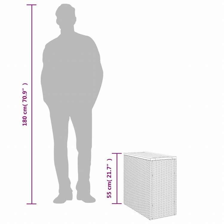 vidaXL ガーデンサイドテーブル ガラス天板付 グレー 58x27.5x55 cm ポリラタン製家具 アウトドア家具 アウトドアテーブル(代引不可)