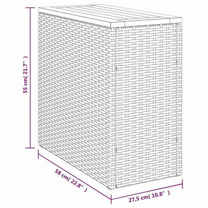vidaXL ガーデンサイドテーブル 木製天板付 グレー 58x27.5x55 cm ポリラタン製家具 アウトドア家具 アウトドアテーブル(代引不可)