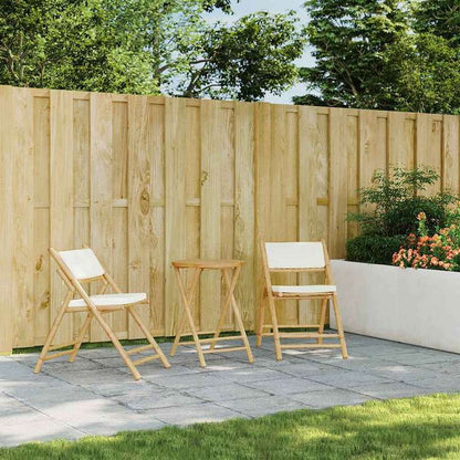 vidaXL 折りたたみ式ビストロ3点セット クッション付き 竹製家具 アウトドア家具 屋外家具セット(代引不可)