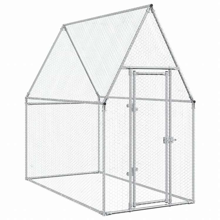 vidaXL 鶏小屋 シルバー 200x100x190 cm 亜鉛メッキ鋼動物&ペット用品 ペット用品 小動物用品 小動物 飼育・ケージ(代引不可)
