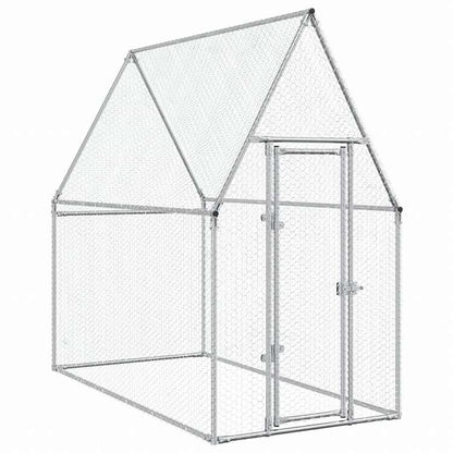 vidaXL 鶏小屋 シルバー 200x100x190 cm 亜鉛メッキ鋼動物&ペット用品 ペット用品 小動物用品 小動物 飼育・ケージ(代引不可)