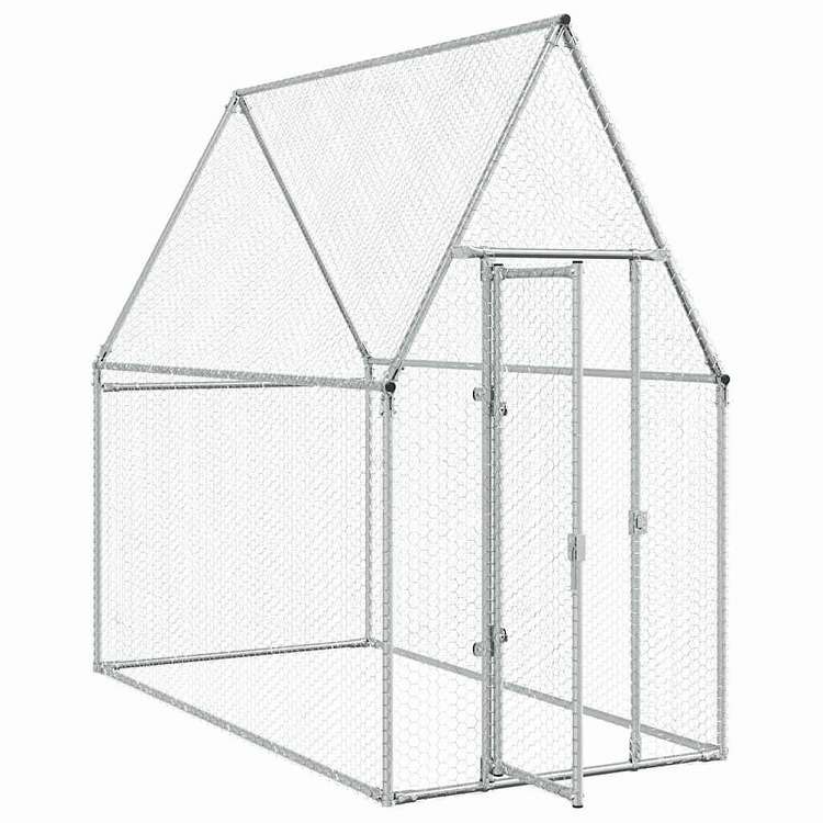 vidaXL 鶏小屋 シルバー 200x100x190 cm 亜鉛メッキ鋼動物&ペット用品 ペット用品 小動物用品 小動物 飼育・ケージ(代引不可)